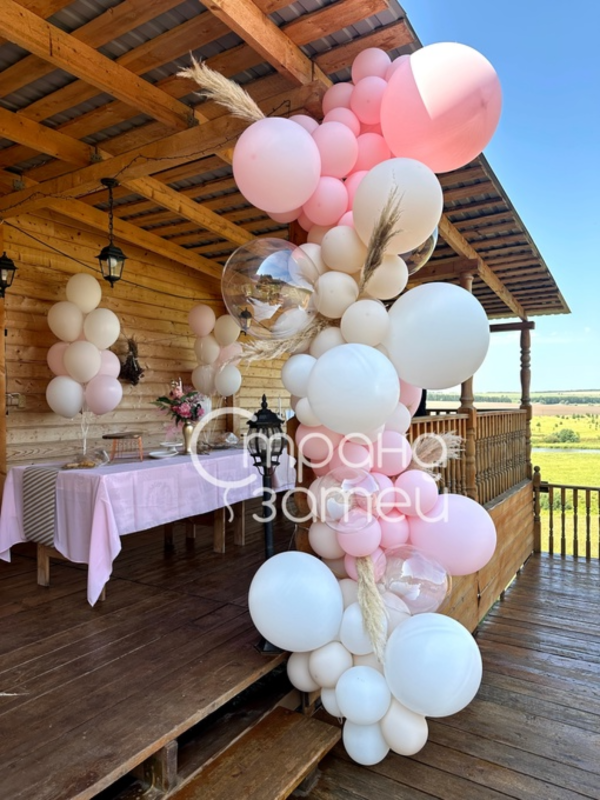 oformlenie-rozovye-oblaka Оформление веранды частного дома шарами «Розовые облака», Нижний Новгород