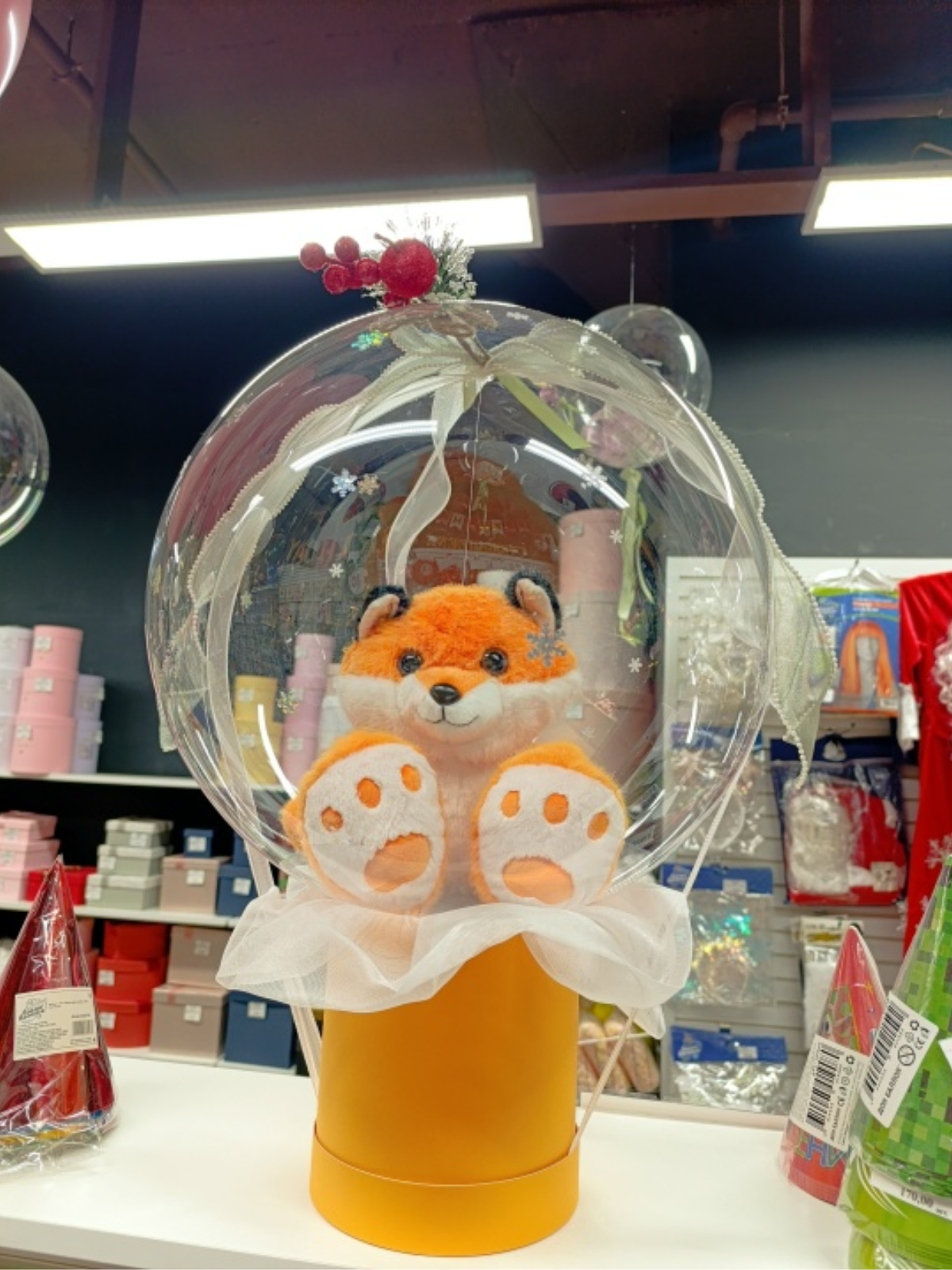 babl-boks-ryzhaya-skazka-lisenok Бабл бокс с лисёнком в прозрачном шаре для девочки и на Новый год, Нижний Новгород