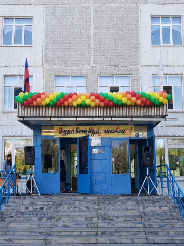 vitaya-girlyanda-iz-sharov-raduzhnyy-vkhod-shkola Витая гирлянда из шаров для оформления входа в школу, Нижний Новгород